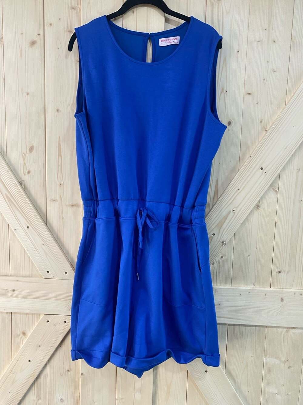 Discount Divas Romper XLarge Blue Sleeveless Drawstring Pockets